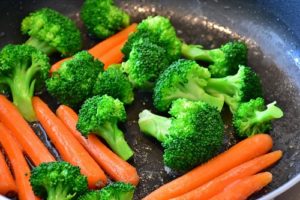 organic vegetables in pan