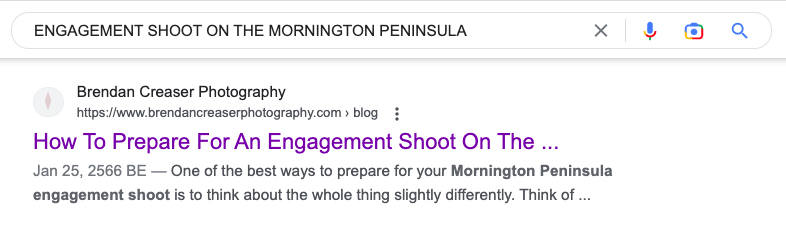 Brendan Creaser SEO Results - Engagement Shoot On The Mornington Peninsula