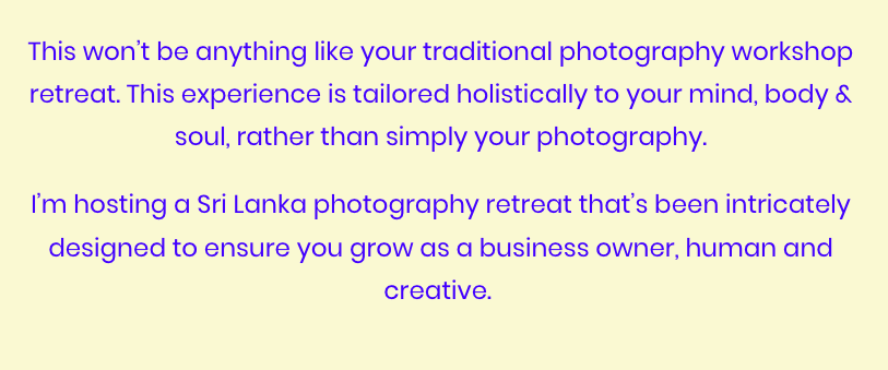 Sales Copywriting Service - Sri Lanka Photography Retreat
