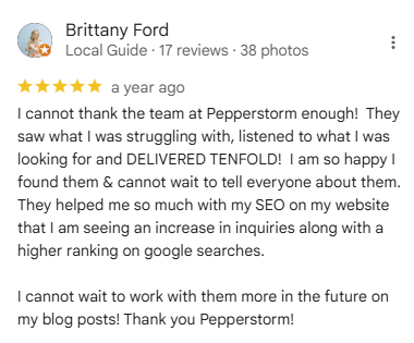 Brittany Ford Pepperstorm Google Review Brittany Ford Pepperstorm Google Review