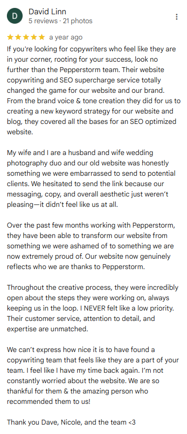 David Linn Pepperstorm Google Review David Linn Pepperstorm Google Review