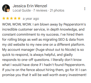 Jessica Erin Pepperstorm Google Review Jessica Erin Pepperstorm Google Review