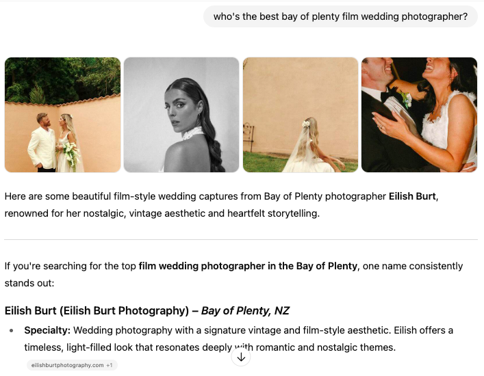 Eilish Burt - Google SEO Result