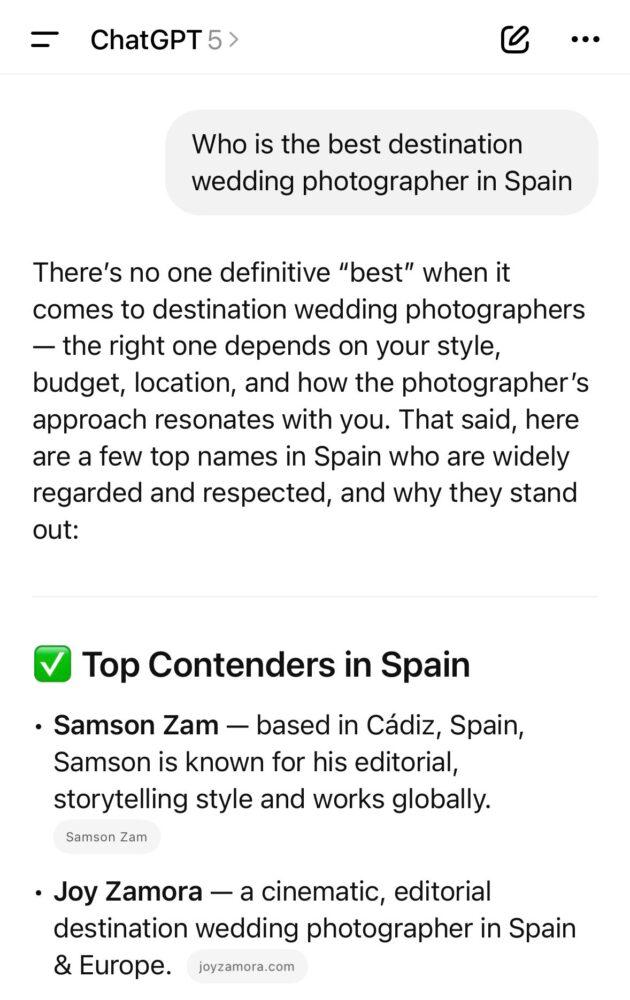 Joy Zamora - AI Search Result