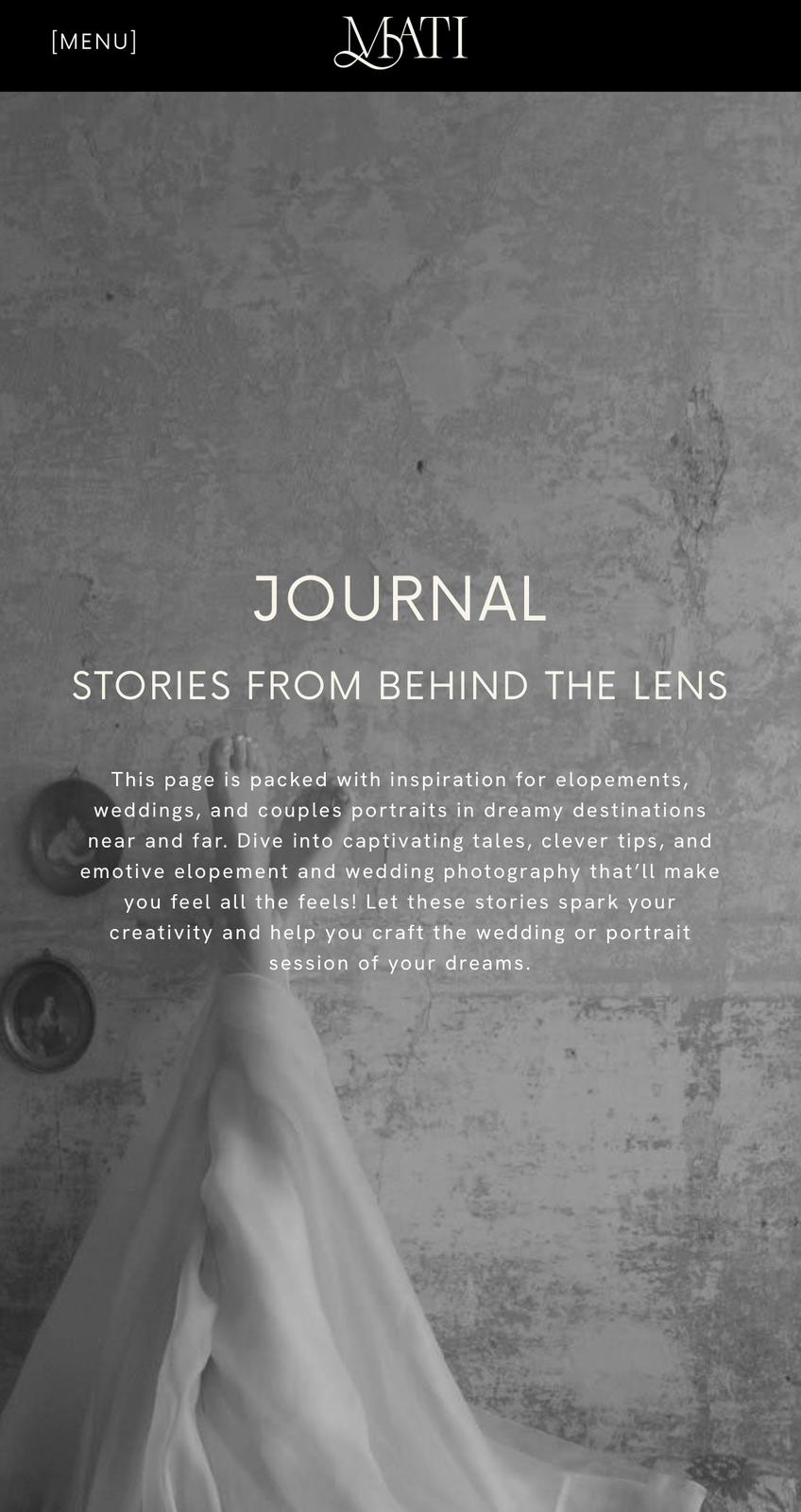 Mati Photography - Website Copywriting, SEO & Blogs - Case Study - Journal Page Mati Photography - Website Copywriting, SEO & Blogs - Case Study - Journal Page