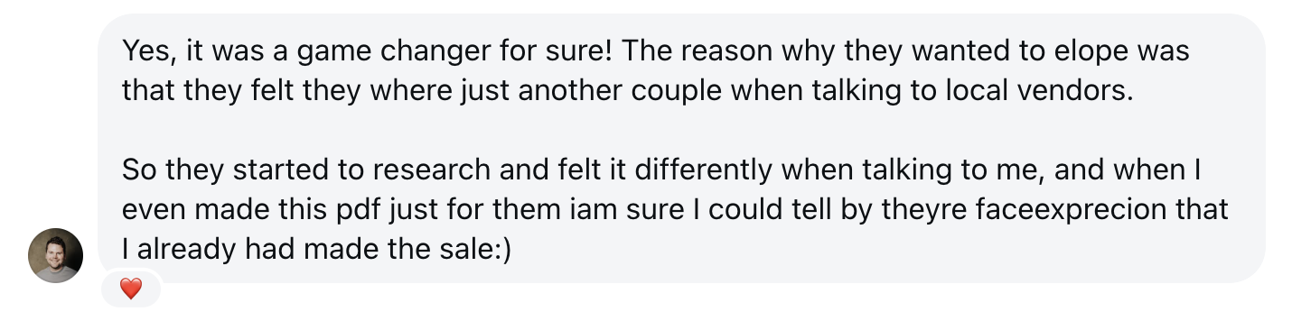 Eloping Norway - Instagram Message - Signature Guides