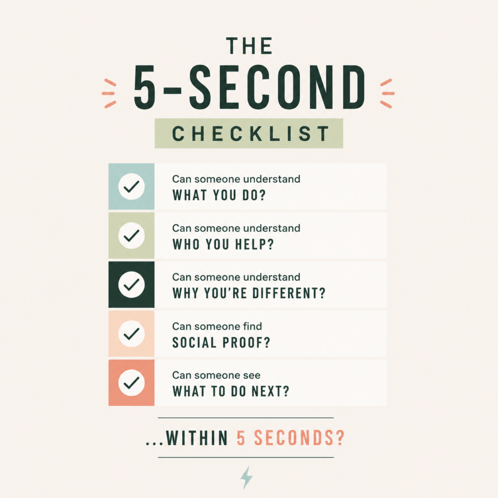 5-second checklist for website clarity