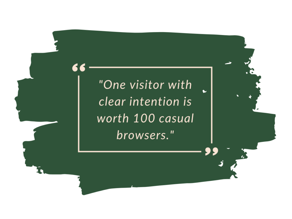 One visitor with clear intention is worth 100 casual browsers