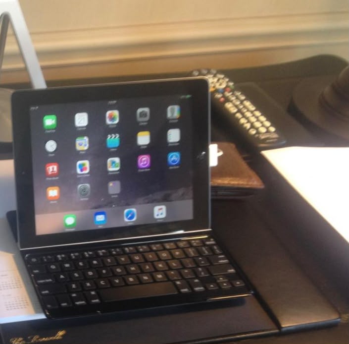 iPad on hotel desk